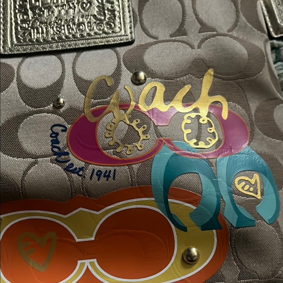 Coach Signature Poppy Crossbody Bag - Brown & Multi EUC COA - Picture 14 of 16